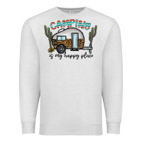 Oatmeal Heather camping is my happy place Premium Sweatshirt - CowhideDigitalArt