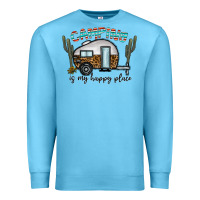 Ocean Blue camping is my happy place Premium Sweatshirt - CowhideDigitalArt