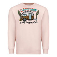 Pale Pink camping is my happy place Premium Sweatshirt - CowhideDigitalArt