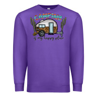 Purple camping is my happy place Premium Sweatshirt - CowhideDigitalArt