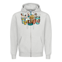 Dove Grey english bulldog coffee cups Zipper Hoodie - Zillion Design Studio