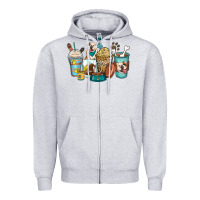 Heather Grey english bulldog coffee cups Zipper Hoodie - Zillion Design Studio