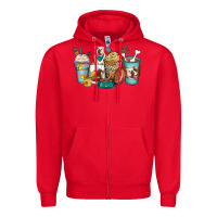 Red english bulldog coffee cups Zipper Hoodie - Zillion Design Studio