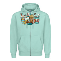 Seafoam english bulldog coffee cups Zipper Hoodie - Zillion Design Studio