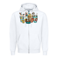 White english bulldog coffee cups Zipper Hoodie - Zillion Design Studio