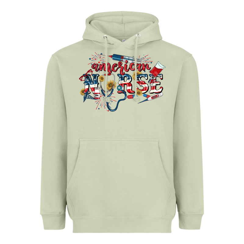 American Nurse 4th Of July Heavyweight Hoodie by CowGirlArtShop | Teevron