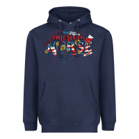 Navy American Nurse 4th of July Heavyweight Hoodie - CowGirlArtShop