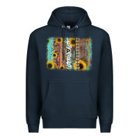 Navy aztec leopard turquoise sunflower background Premium Hoodie - RanaPortraitStore