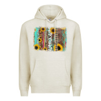 Oatmeal Heather aztec leopard turquoise sunflower background Premium Hoodie - RanaPortraitStore