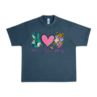 Midnight Navy peace love springwith flowers and butterfly Urban Heavy Tee - Artiststas