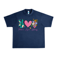 Navy peace love springwith flowers and butterfly Urban Heavy Tee - Artiststas