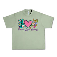 Oil Green peace love springwith flowers and butterfly Urban Heavy Tee - Artiststas