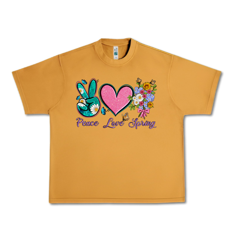 Peace Love Springwith Flowers And Butterfly Urban Heavy Tee by Artiststas | Teevron
