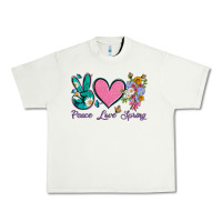 Pistachio peace love springwith flowers and butterfly Urban Heavy Tee - Artiststas