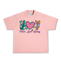 Salmon peace love springwith flowers and butterfly Urban Heavy Tee - Artiststas