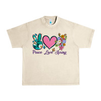 Sandshell peace love springwith flowers and butterfly Urban Heavy Tee - Artiststas