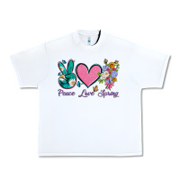 White peace love springwith flowers and butterfly Urban Heavy Tee - Artiststas