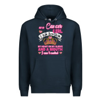 Navy As A Cancer Girl I Was Born With My Heart On My Sleeve And A Mouth Premium Hoodie - Jasminsmagicworld