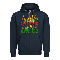 Navy queen of the kitchen Zipper Hoodie - texasbilliewilder
