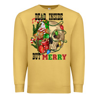 Antique Gold Dead İnside But Merry Human Skull Premium Sweatshirt - FaDigitalArtStudio