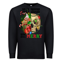 Black Dead İnside But Merry Human Skull Premium Sweatshirt - FaDigitalArtStudio