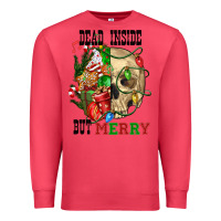 Cardinal Dead İnside But Merry Human Skull Premium Sweatshirt - FaDigitalArtStudio