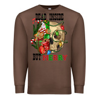 Chestnut Dead İnside But Merry Human Skull Premium Sweatshirt - FaDigitalArtStudio