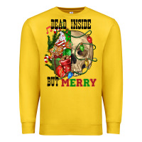 Lemon Dead İnside But Merry Human Skull Premium Sweatshirt - FaDigitalArtStudio