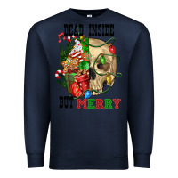 Navy Dead İnside But Merry Human Skull Premium Sweatshirt - FaDigitalArtStudio