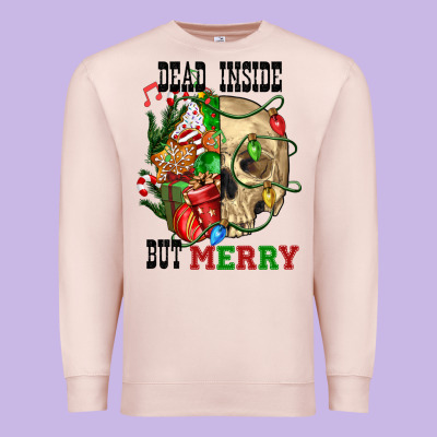 Dead İnside But Merry Human Skull Premium Sweatshirt Designed By Fadigitalartstudio