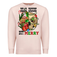 Pale Pink Dead İnside But Merry Human Skull Premium Sweatshirt - FaDigitalArtStudio