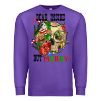 Purple Dead İnside But Merry Human Skull Premium Sweatshirt - FaDigitalArtStudio