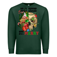 Sports Green Dead İnside But Merry Human Skull Premium Sweatshirt - FaDigitalArtStudio