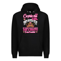 Black As A Capricorn Girl I Was Born With My Heart On My Sleeve And A Mouth Premium Hoodie - Jasminsmagicworld