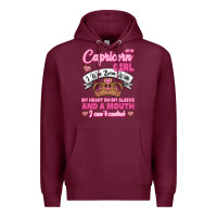 Burgundy As A Capricorn Girl I Was Born With My Heart On My Sleeve And A Mouth Premium Hoodie - Jasminsmagicworld