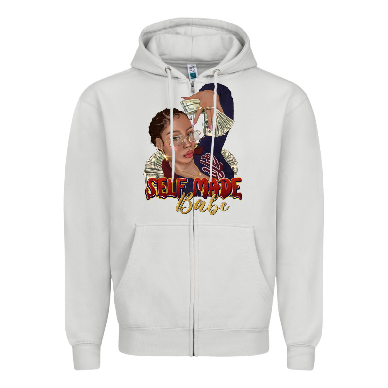 Self Made Babe Afro Black Woman Zipper Hoodie by texasbilliewilder | Teevron