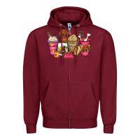 Burgundy dachshund coffee cups Zipper Hoodie - Zillion Design Studio