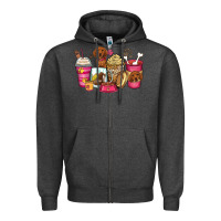 Charcoal Heather dachshund coffee cups Zipper Hoodie - Zillion Design Studio