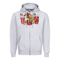 Heather Grey dachshund coffee cups Zipper Hoodie - Zillion Design Studio