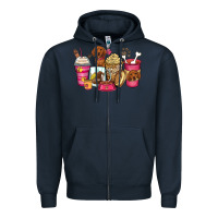 Navy dachshund coffee cups Zipper Hoodie - Zillion Design Studio