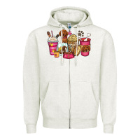 Oatmeal Heather dachshund coffee cups Zipper Hoodie - Zillion Design Studio