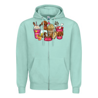 Seafoam dachshund coffee cups Zipper Hoodie - Zillion Design Studio