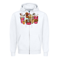White dachshund coffee cups Zipper Hoodie - Zillion Design Studio