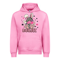 Fuchsia Pink boujee checkered easter bunny egg trending Urban Hoodie - MaliasSmallBusiness