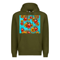 Army Green Western Sunflowers Ladybug Premium Hoodie - LillyAllenDesigns