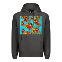 Charcoal Heather Western Sunflowers Ladybug Premium Hoodie - LillyAllenDesigns