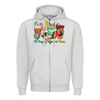 Dove Grey 100 days of coffee and chaos coffee cups Zipper Hoodie - Zillion Design Studio