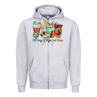 Heather Grey 100 days of coffee and chaos coffee cups Zipper Hoodie - Zillion Design Studio