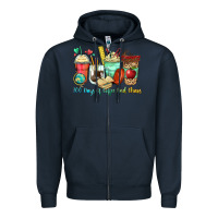 Navy 100 days of coffee and chaos coffee cups Zipper Hoodie - Zillion Design Studio