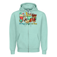 Seafoam 100 days of coffee and chaos coffee cups Zipper Hoodie - Zillion Design Studio